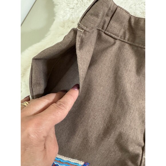 Dickies Skirt Brown Embellished Up Cycled Boho Grunge Floral Indie Size XL/ 36 - Picture 7 of 8